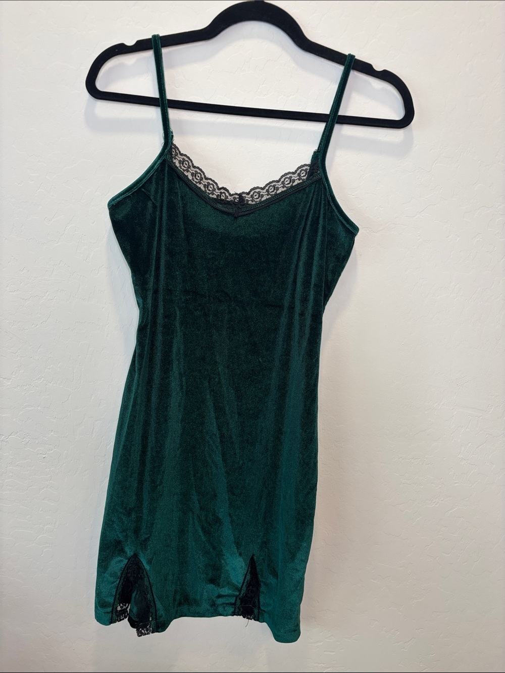 Women's Velvet Chemise Slip - Emerald Green